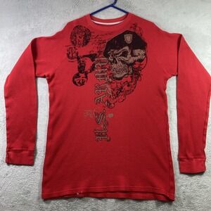 U.S. Army Shirt Adult XXL 2XL Red Thermal Graphic Skull Beret Long Sleeve